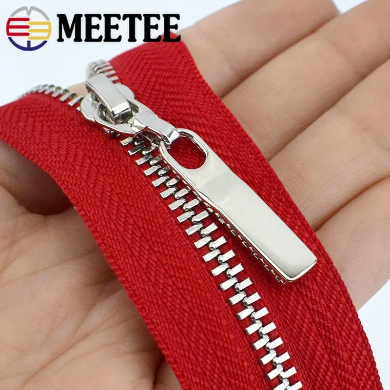 3Pcs Meetee 3# Metal Zippers 40/50/60/70cm Open-end Zip Gold Silver Teeth For Bags Jacket Garment Repair Sewing Accessories