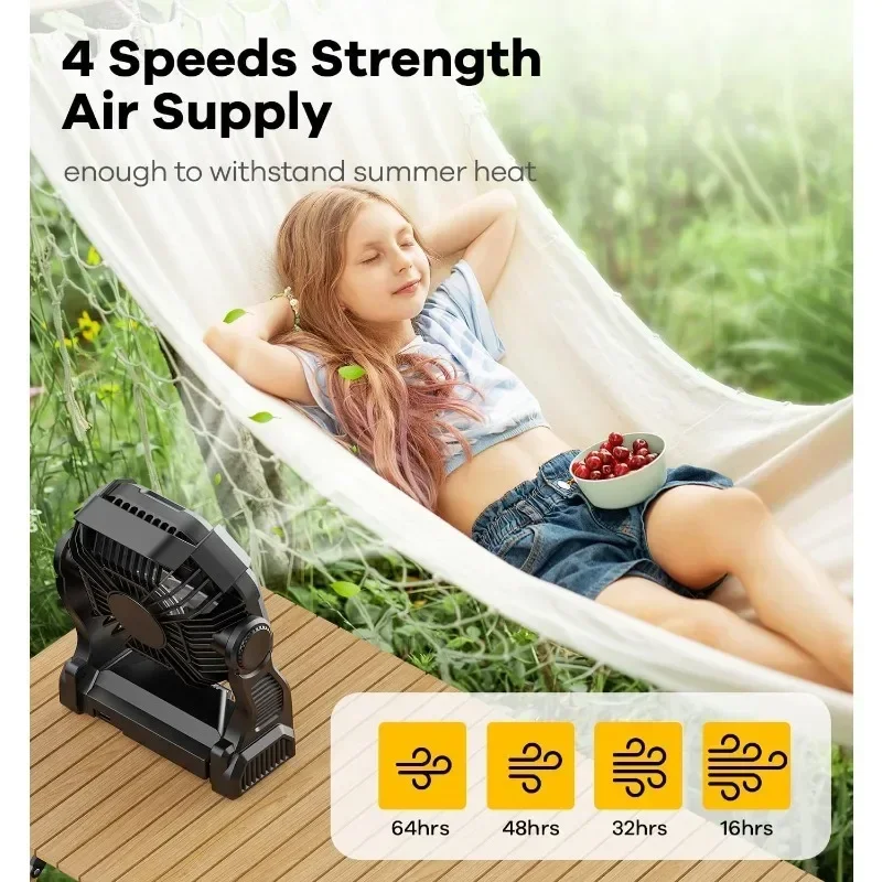 DOWILLDO kipas berkemah, dengan lentera bertenaga baterai portabel untuk bepergian, mendaki, memancing, piknik