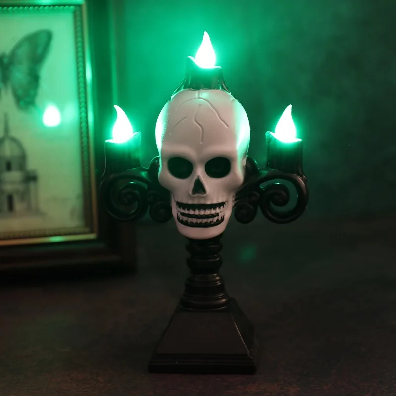 Electronic Candle Lights Bar Secret Room Scene Arrangement Halloween Decorative Props Skull Ghost Festival Skull Street Lights