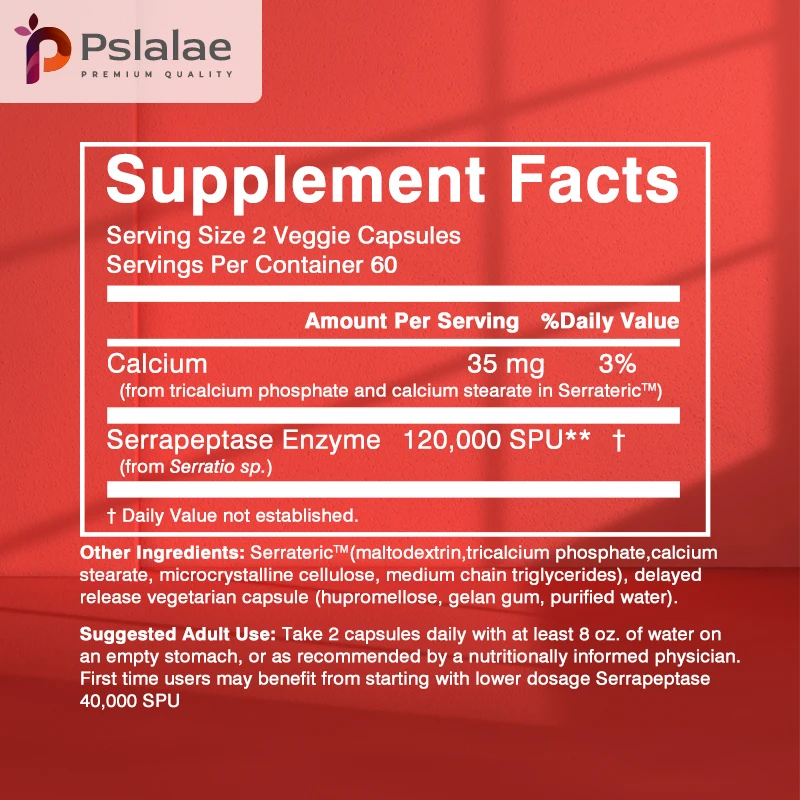 High Potency Serratiopeptidase Capsules - Supports Healthy Sinuses, Promotes Healthy Respiratory Function and Immunity