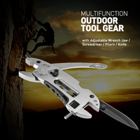 Multifunctional Outdoor Tool 12x4cm Silver Stainless Steel Adjustable Wrench Jaw Screwdriver Pliers for Camping Hiking