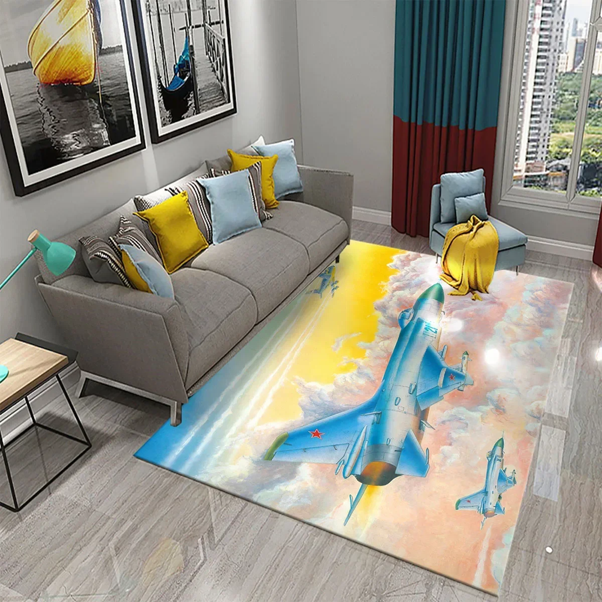 

3D красочная картина маслом в виде самолета, ковер для гостиной, спальни, декор, коврики для ванной комнаты, кухни, нескользящий напольный коврик, домашний декор, коврики