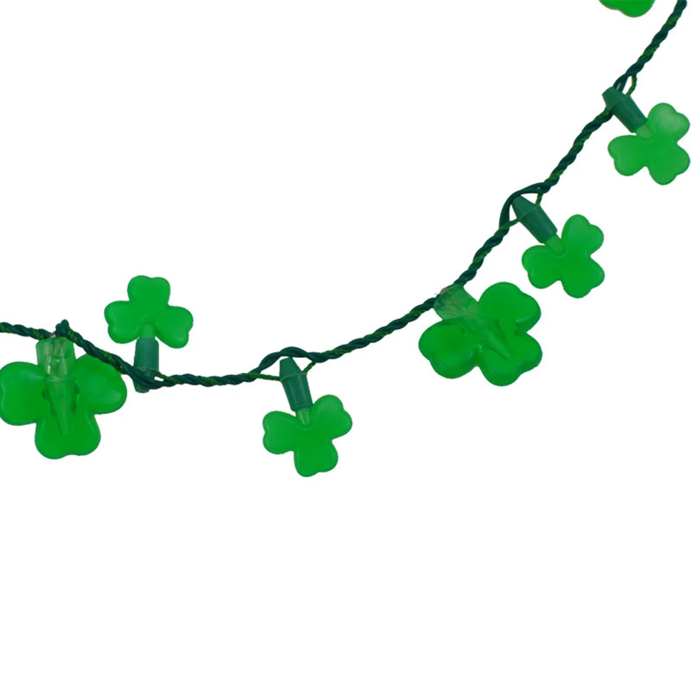 

2pcs LED Necklace Quality Patrick Day Party Festival Led String Lights Necklace Glowing Shamrock Luminous Decor