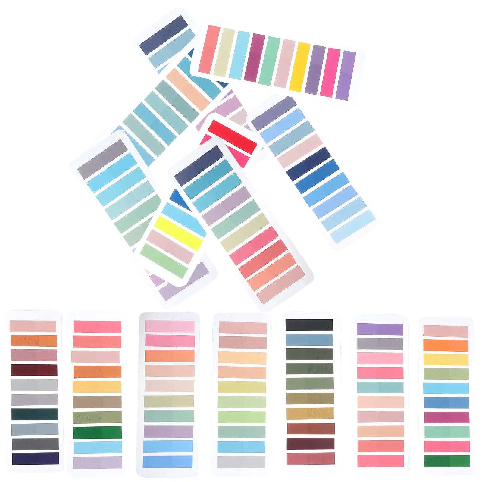 

14 листов самоклеящихся полосок для чтения, прозрачные закладки для книг, маркеры страниц для обучения чтению, красочные заметки-закладки