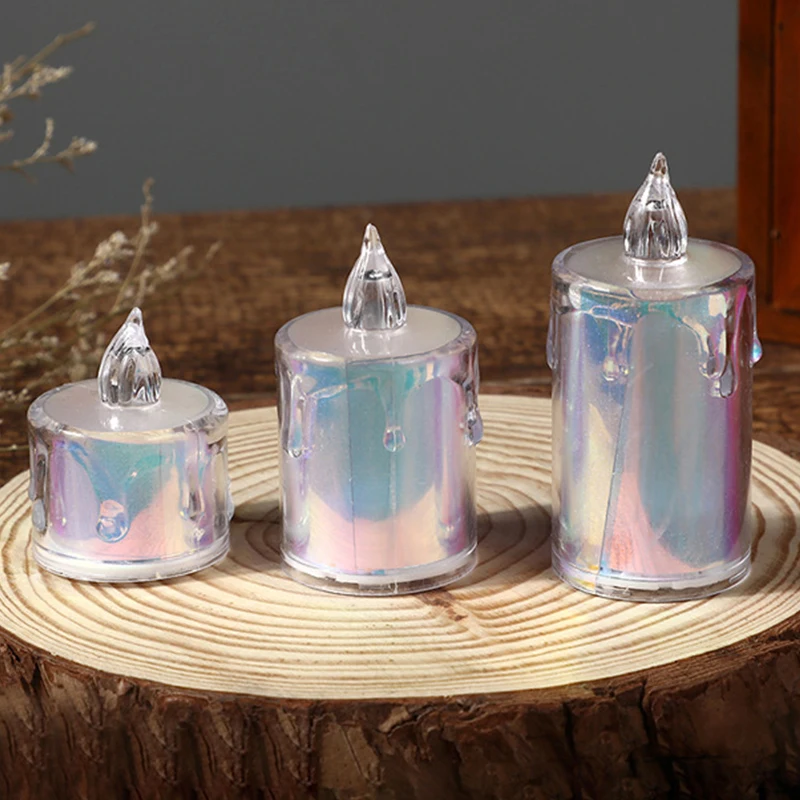 1/5pcs LED Magic Colorful Weeping Candle Light Atmosphere Flameless Tear Tealight Christmas Party Wedding Crystal Night Lamp