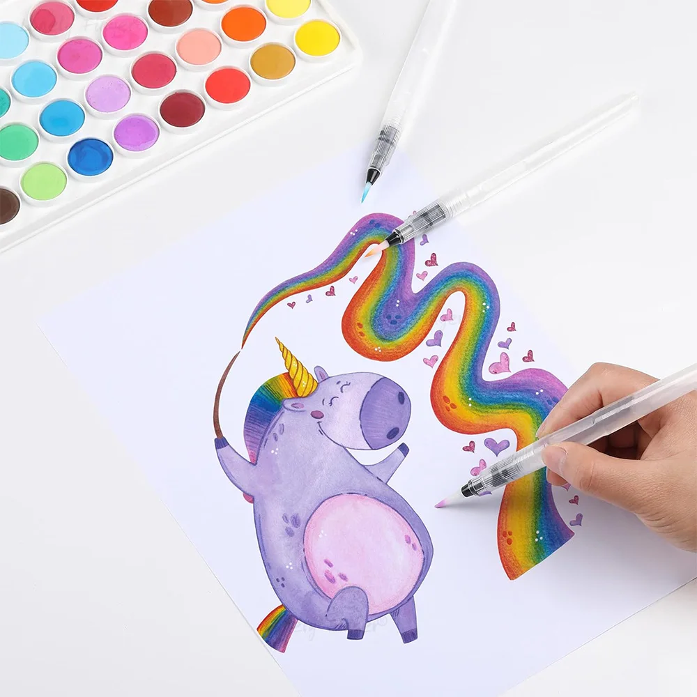 أقلام فرشاة ألوان مائية، 3 عبوات، مجموعة فرش ألوان مائية، قلم فرشاة قابل لإعادة الملء للبالغين، فرش مائية للألوان المائية #5