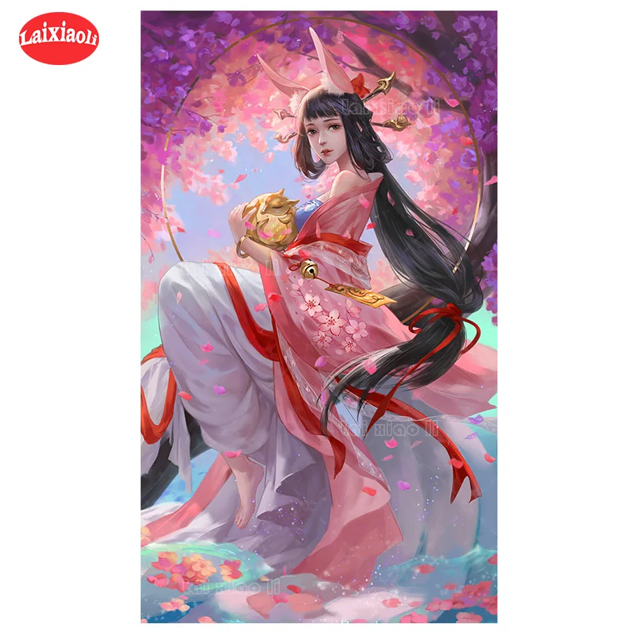 

diy Diamond Painting Fantasy art, sexy Japanese beauty, sakura 5D diamond mosaic full square drill diamond embroidery