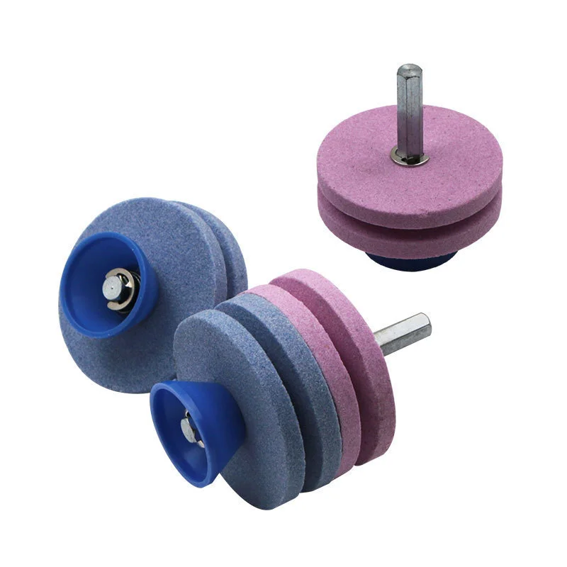 56mm Lawn Mower Sharpener Four-Layer Whetstone Lawnmower Blade Sharpener Double Grinding Drill Universal Grinding Drill Cuts