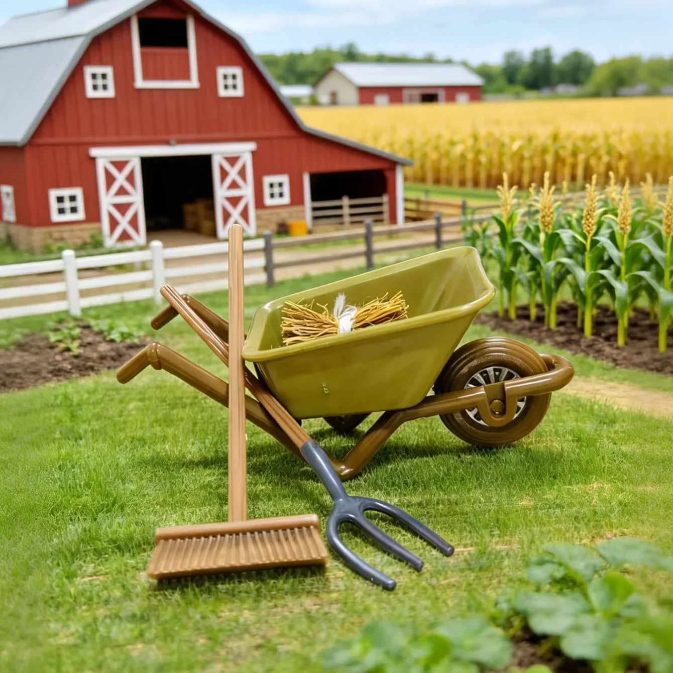 5-piece/1-set Miniature Building Scene Hand Truck Set, Dollhouse Accessories, Outdoor Planting Scene Accessories, Suitable for