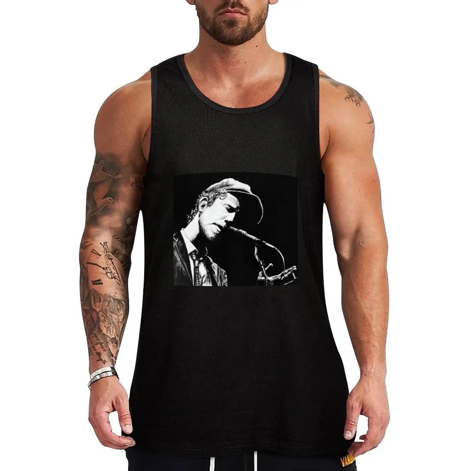 Tom Waits Tank Top cotton t-shirts man bodybuilding t-shirt T-shirt Men's gym