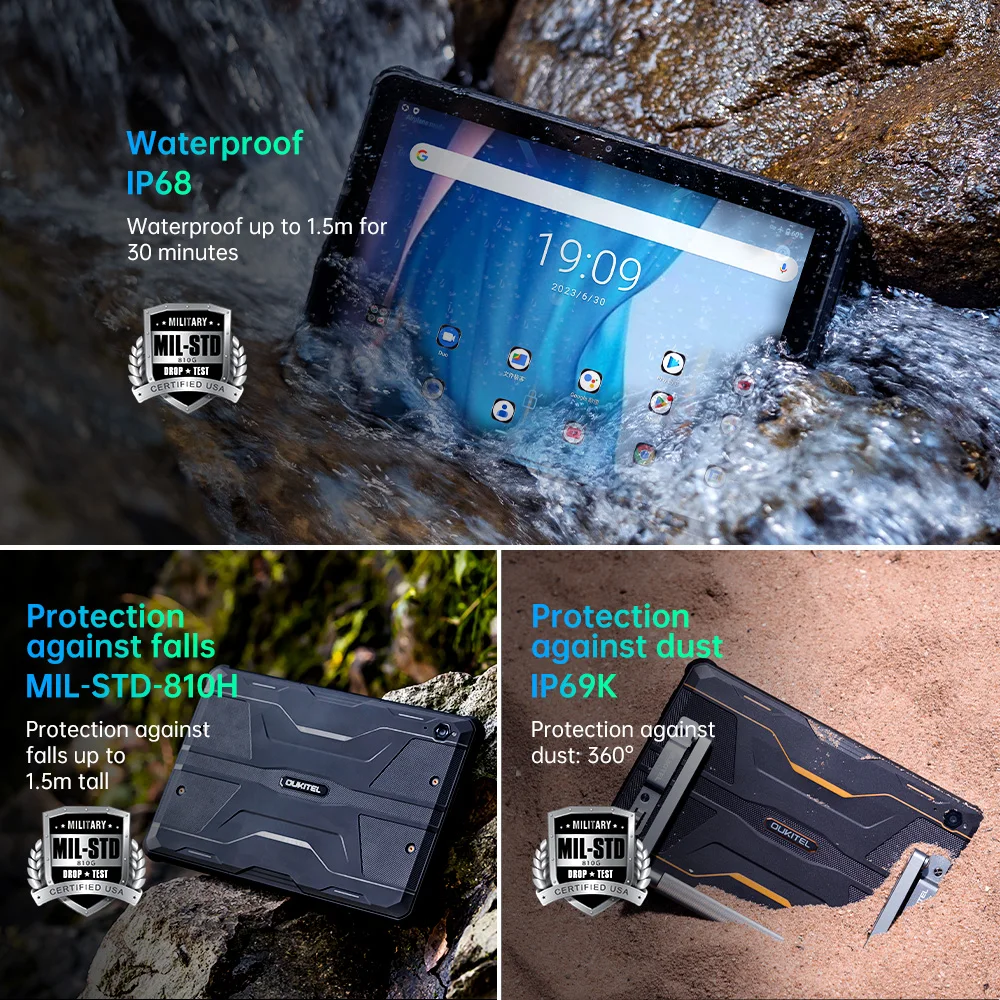 Oukitel RT6 Rugged Tablet 20000mAH Big Battery 14GB 256GB Tablets Android 13 16MP Camera 33W 10.1" FHD+ MTK8788 Tablet