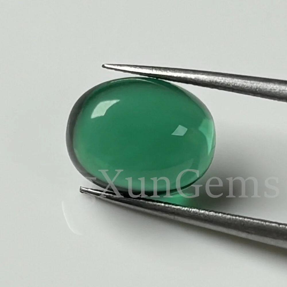 Heat resistant Green nano Oval shape flat bottom cabochon loose stone synthetic nano emerald gemstone for jewelry DIY - Image 4
