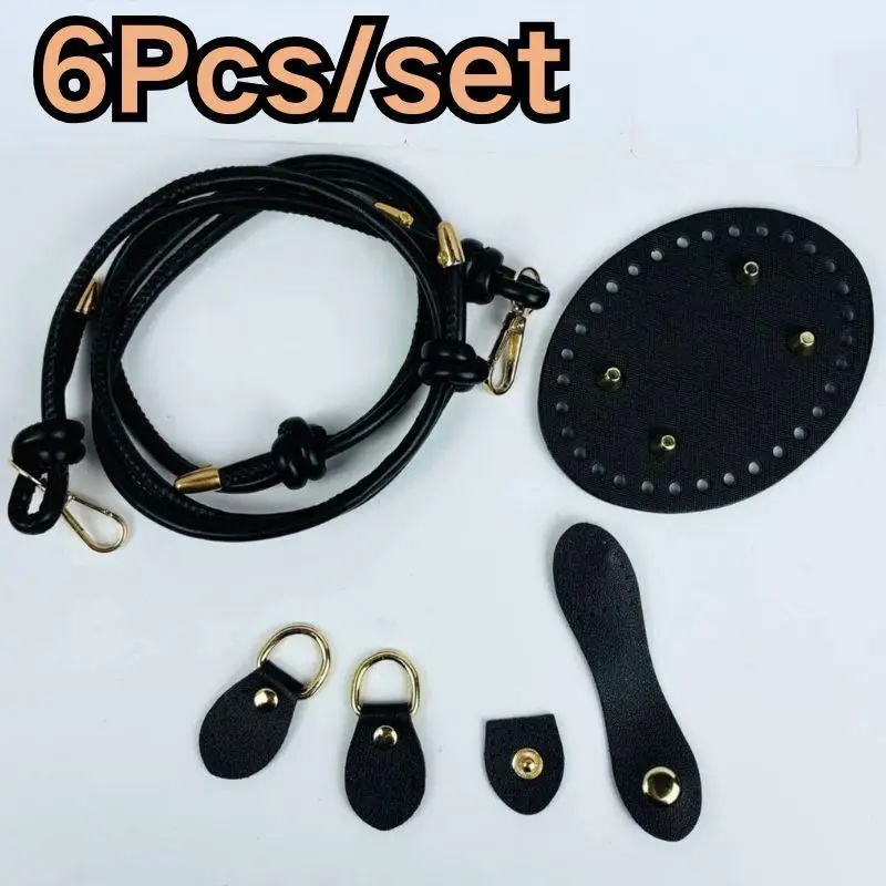 

6Pcs/set PU Leather Knit Bag DIY Shoulder Handbag Handmade Durable Handbag Woven Set Bag Bottoms With Hardware Accessories