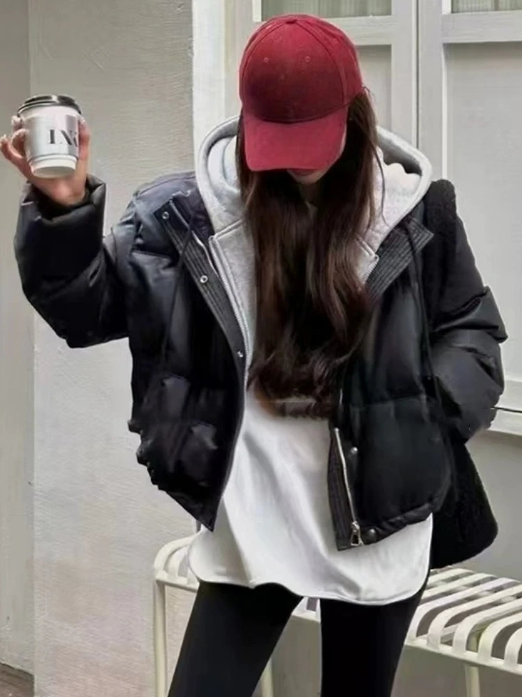 

Модный осенне-зимний комплект из двух предметов, хлопковая куртка, женская дизайнерская толстая теплая парка, короткое пальто, повседневная куртка с капюшоном в стиле ретро, топы