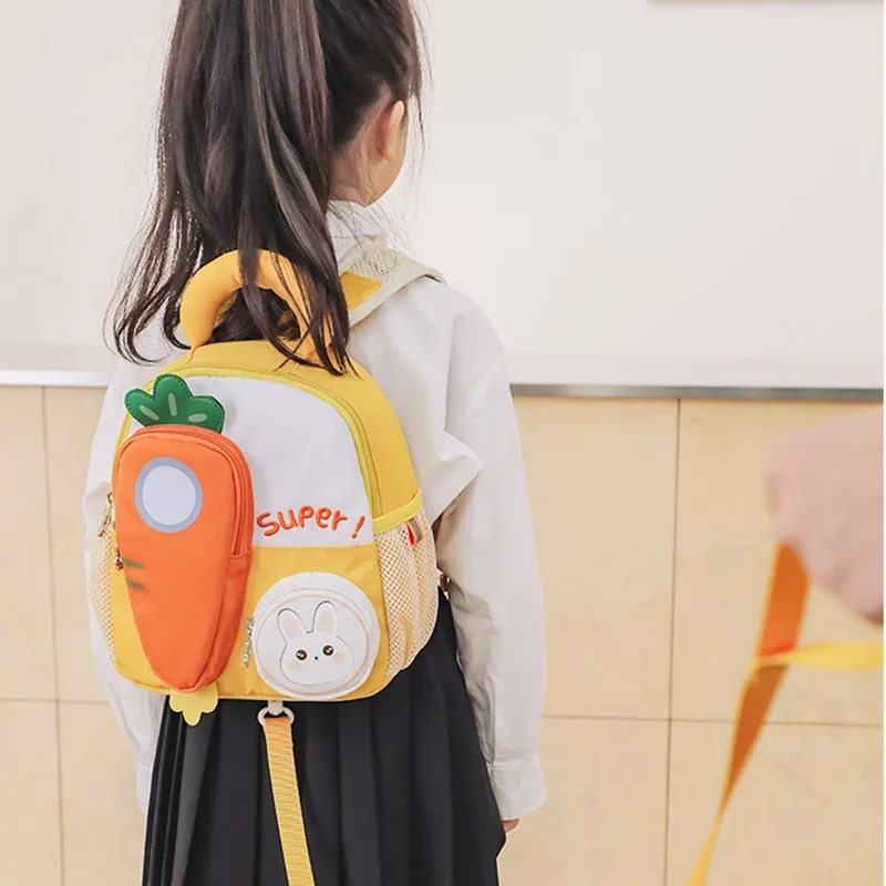 3D Carrot Design Children's School Bags for Girls Boys Large Capacity Light Weight Ridge Protection Kindergarten Kids Backpacks