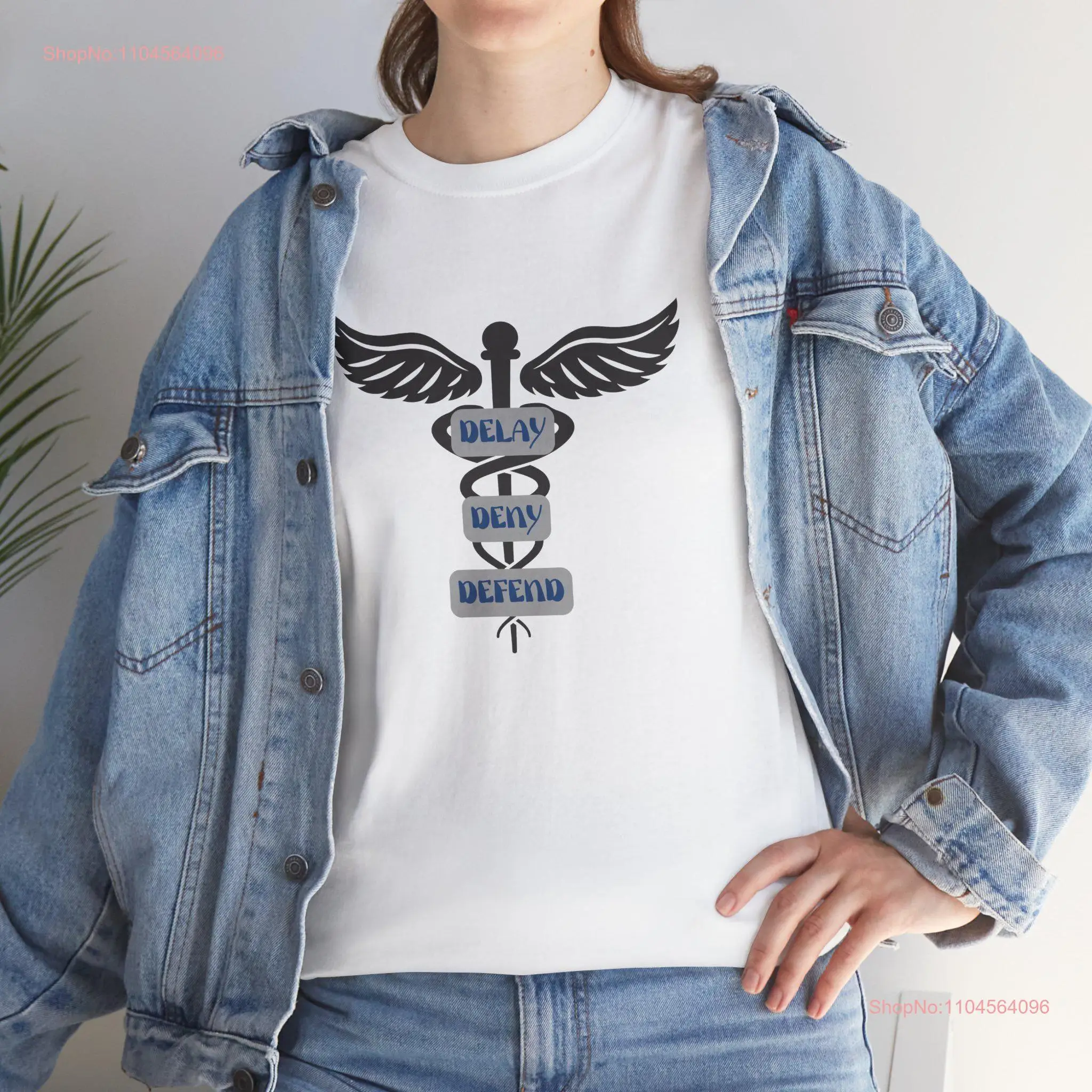 Caduceus Trending Deny Delay Defend Heavy Cotton T Shirt Perfect for Healthcare Workers Nurses Medical Apparel Patient Care