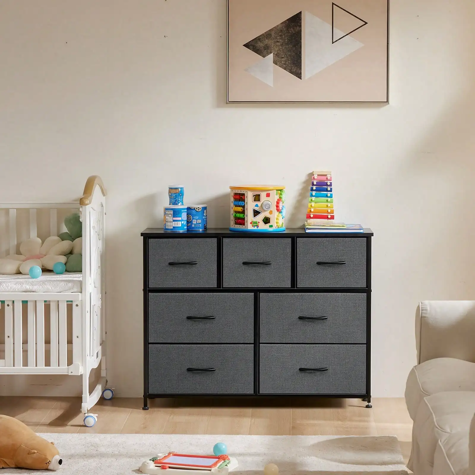 Sweetcrispy Desser For Bedroom With 7 Fabric Drawers Organizer Storage Closet Chest Clothes Cabinet, Clothes Organizer,Kids Dresser Organization And Storage, Nursery