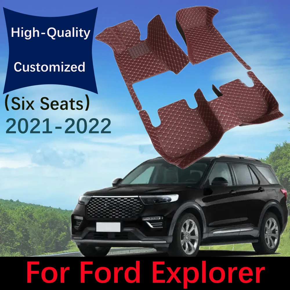 

Custom Leather Car Floor Mats For Ford Explorer Six Seats 2021 2022 Automobile Carpet Rugs Auto Foot Pads Interior Accessories