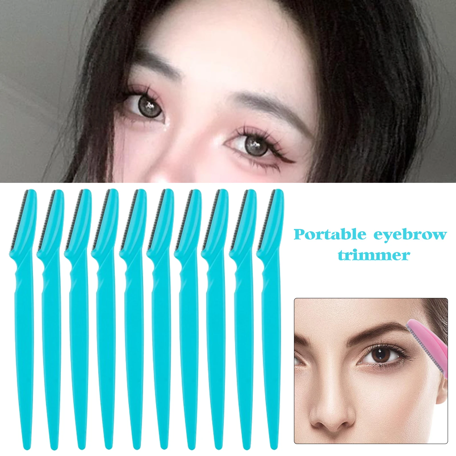 Tondeuses professionnelles pour les yeux, rasoir à lame, outil d'épilation des sourcils, dermaplaning, maquillage des femmes, 10 pièces