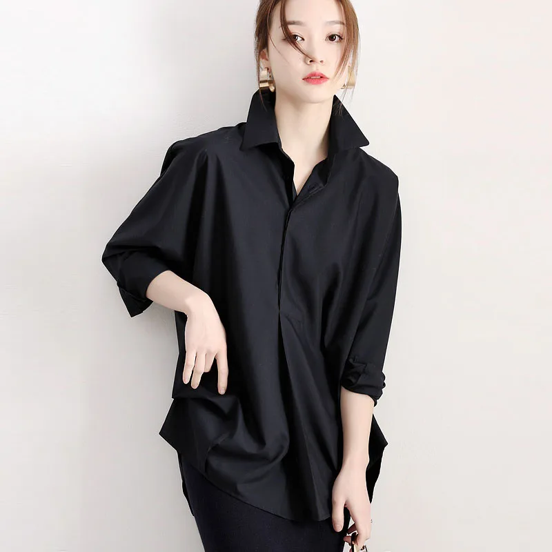 Women Summer Simplicity Loose Office Lady Solid Color Polo-Neck Long Sleeve Shirts Ladies Casual Appear Thin Sunscreen Thin Tops