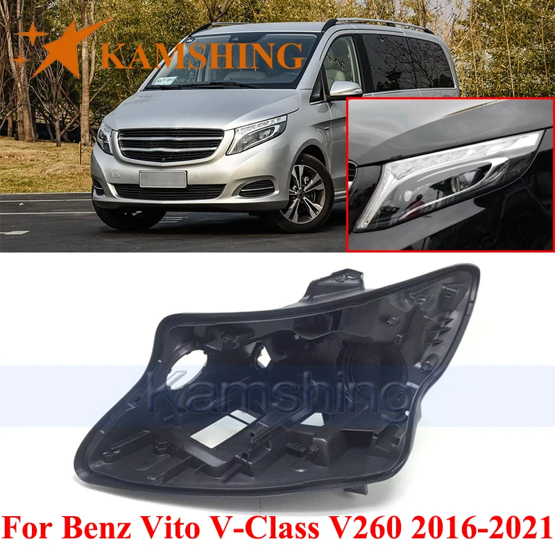 

CAPQX Front Headlight Base Cover For Benz Vito V-Class V260 2016-2021 Head Light Back Lid Headlamp Rear Shell