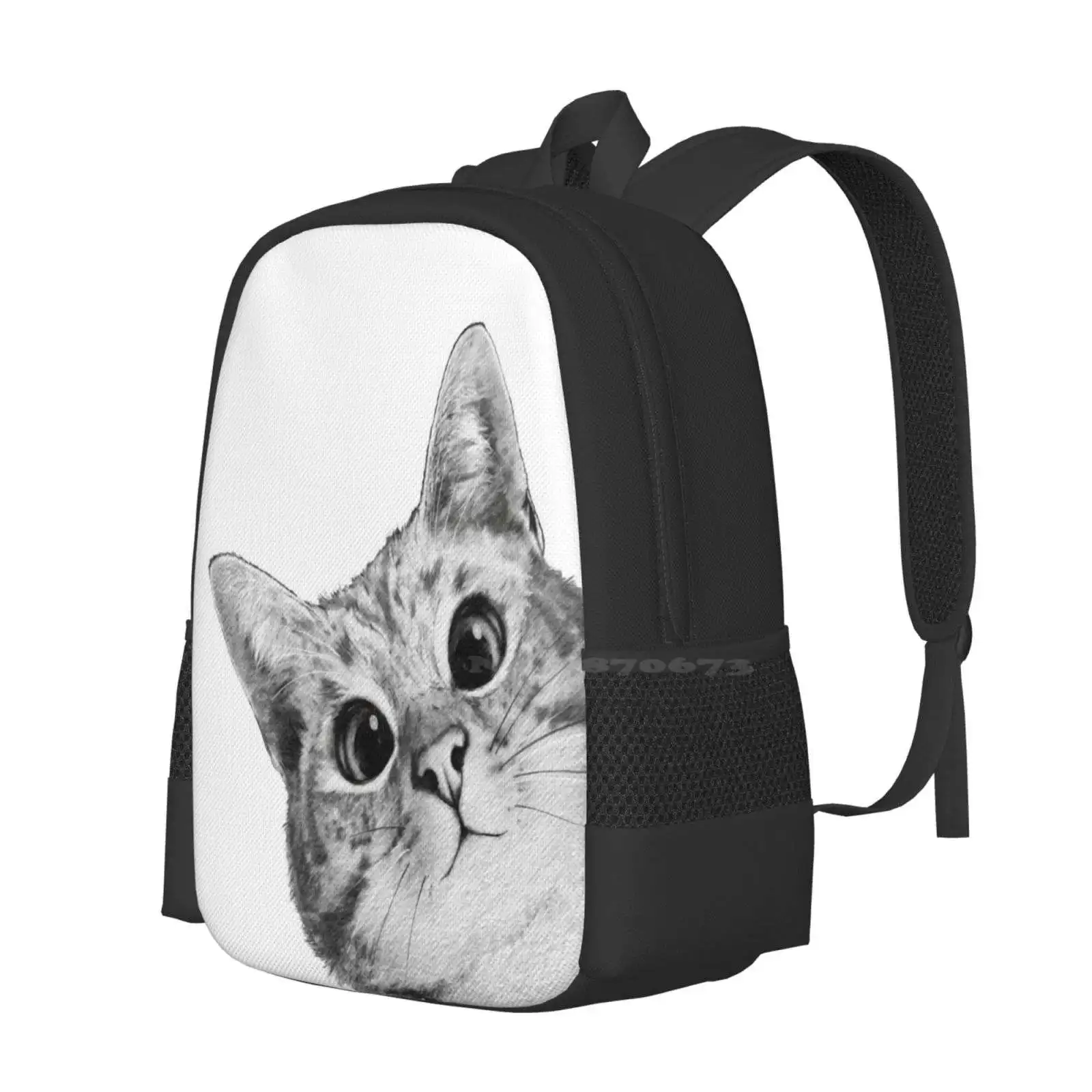 Sneaky Cat School Bag Big Capacity Backpack Laptop Peekaboo Black And White Kitten Humour Cute Funny Cats Animal Pet Happy