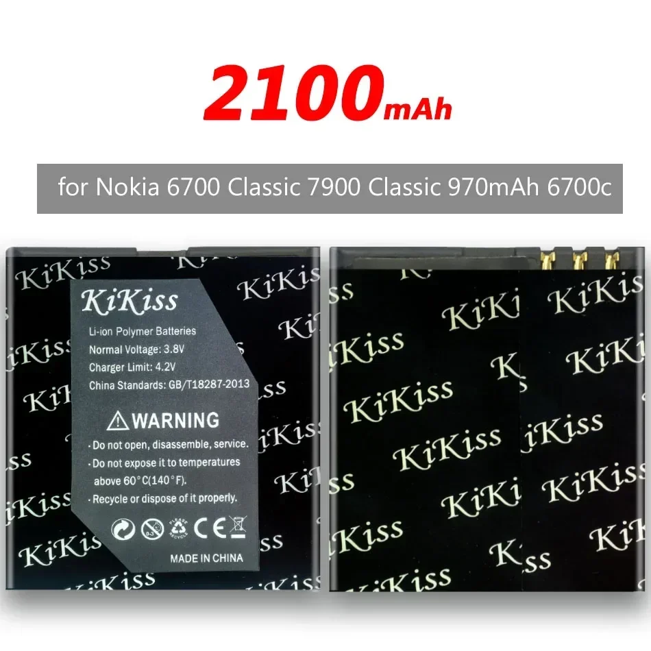 Kikiss-ノキア6700クラシック7900 6700c用バッテリー,2100mah,追跡番号付き