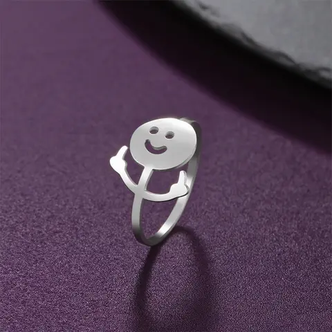 Pierścień Regulowany Teamer Środkowy Palec Stickman Dla Kobiet i Mężczyzn Złoty Kolor Stal Nierdzewna Pierścień Hiphop Punk Biżuteria Śmieszny Prezent Nowy