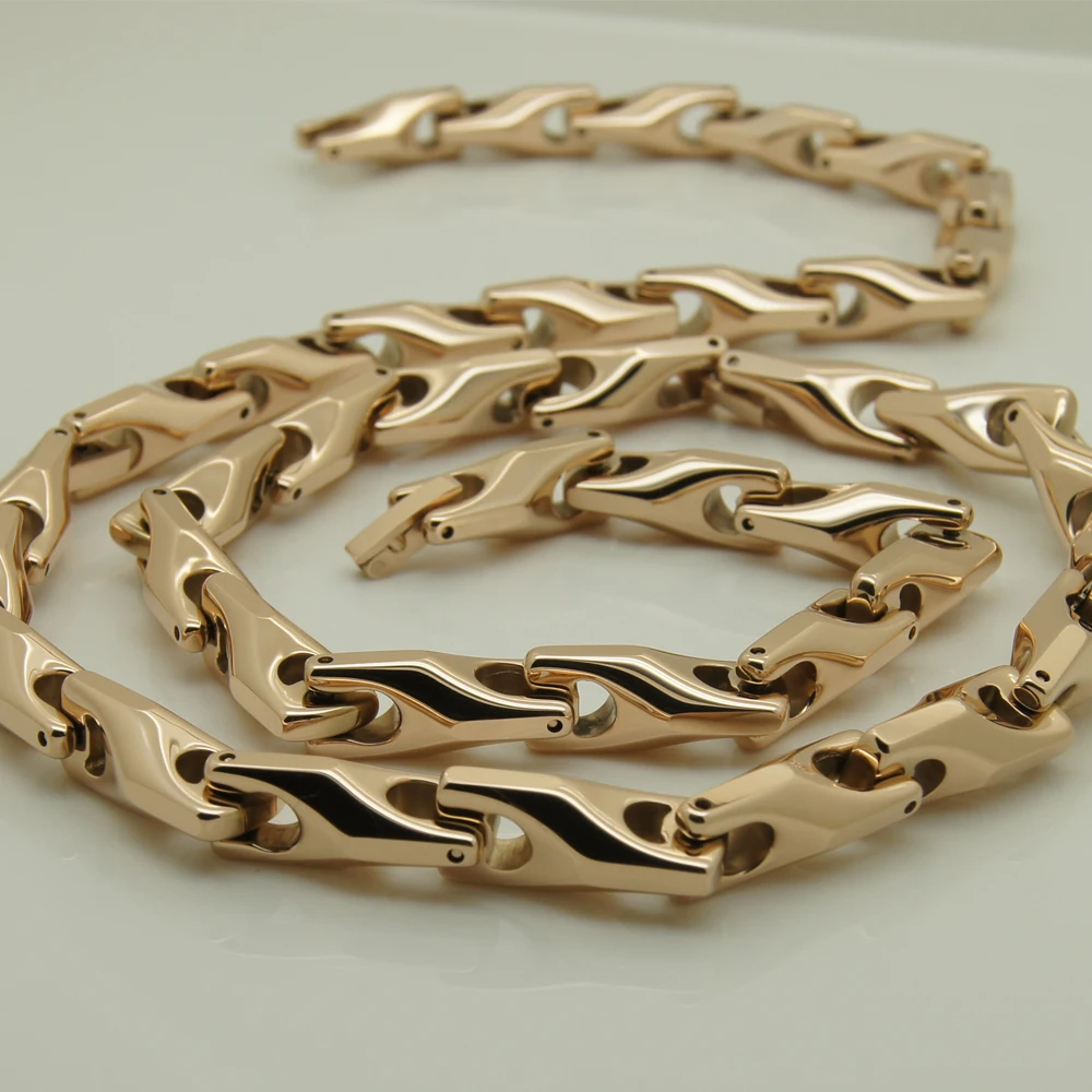 14\'\'-40\'\'  8mm width rose gold plating men/women    tungsten necklace