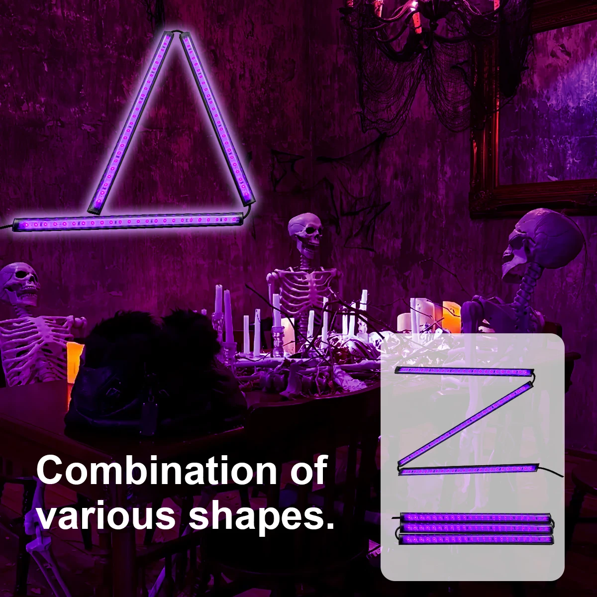 1/2/3 حزمة ضوء أسود للأشعة فوق البنفسجية LED أنبوب مصباح الأشعة فوق البنفسجية، تركيبات الإضاءة السوداء، ضوء خلفية جدار المرحلة. عيد الهالوين، حفلة عيد ميلاد.