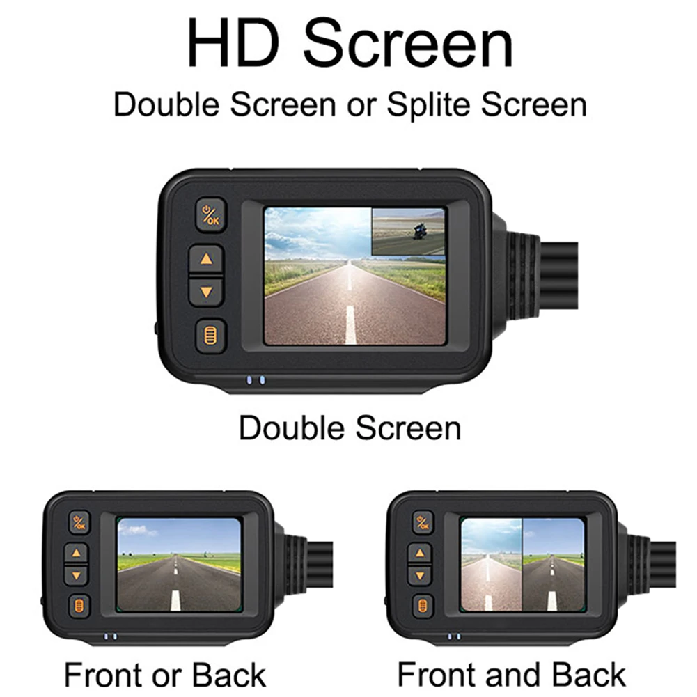 

Видеорегистратор для мотоцикла HD 1080P с передней и задней камерами, монитором парковки и динамическим датчиком движения