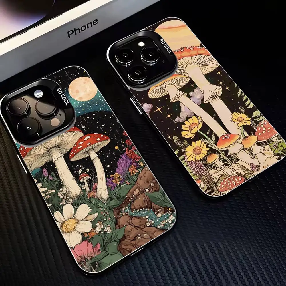 

Starry Mushroom Realm Phone Case For iPhone17,16,15,14,13,12,11 Plus,Pro Max Black Matte Shockproof Cover
