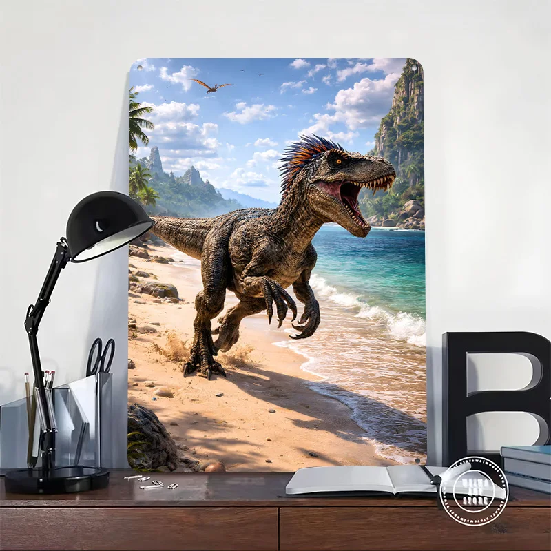 Raptor | Ark Survival Ascended | ASE 3D Texture Metal Poster Customized Wall Art Tin Sign Gift for Mancave Decoration Room Decor