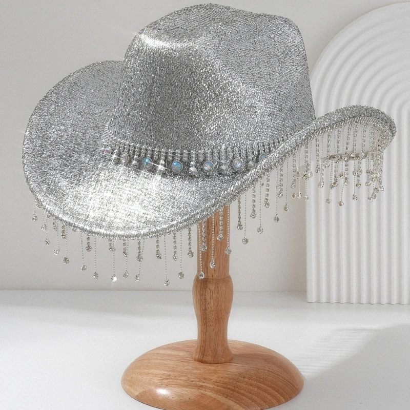 Sparkling Cowboy Hats Heavy Crystal Rhinestones Hat for Bachelorette Party Cowboy Hats Bride Hat for Actor Actress DXAA