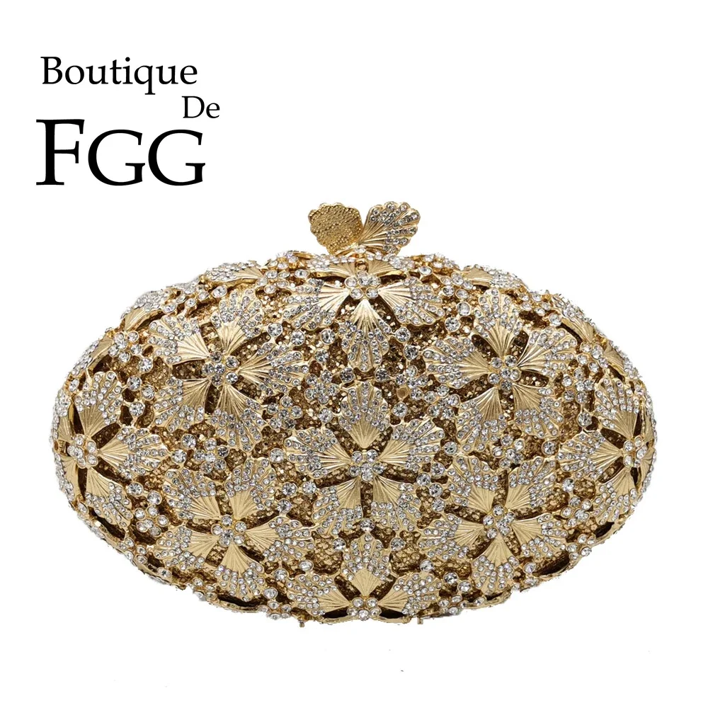 

Boutique De FGG Вечерние сумки и клатчи в форме яйца с цветами, женские клатчи со стразами, свадебная сумка с кристаллами