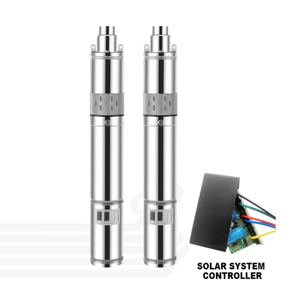 Max Flow Rate 1200L Per Hour Solar PV Stainless Steel Drilling Pump 400W DC 36V Max Head 77M Solar DC Brushless Water Pump
