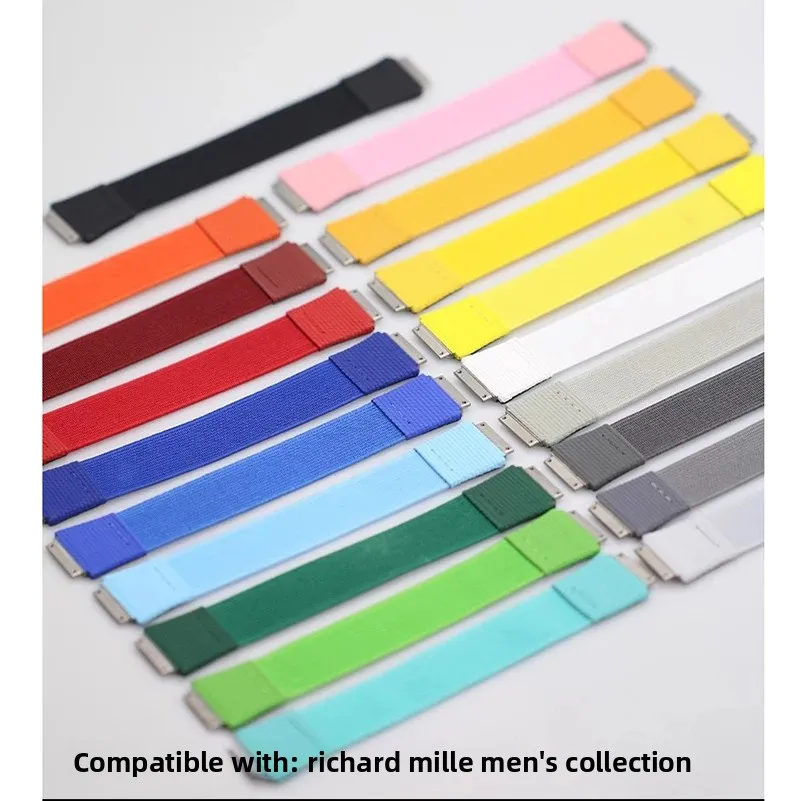 Customized Elastic Nylon FKM WatchBand For Richard Miller Rm67 Rm67-01 Rm67-02 Diy Loop Watch Strap Screw Down Connection Band