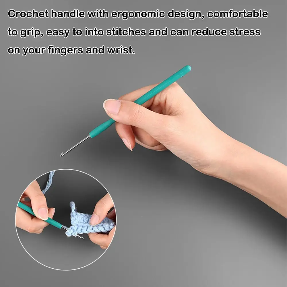 DIY Rubber Handle Knitting Needles Long Multisize Crocheting Needles Handicraft Hand Weave Tool
