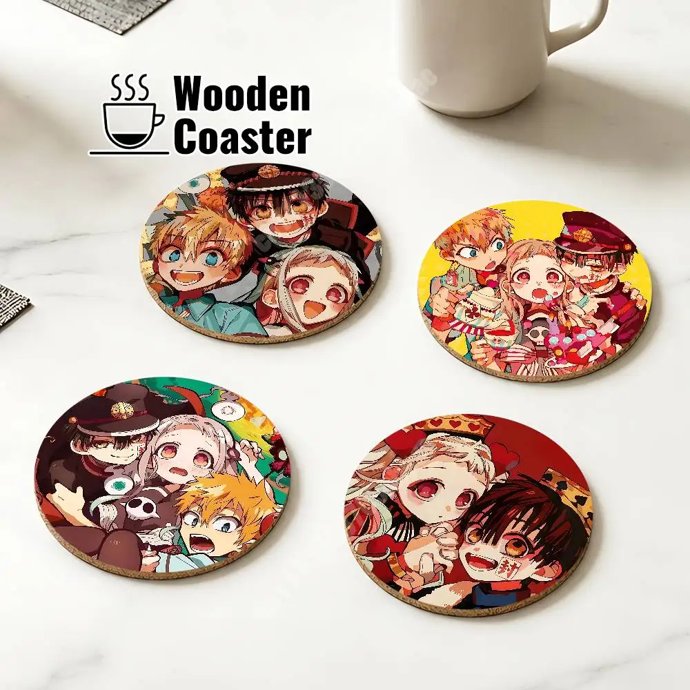 Toilet Bound Hanako Kun Anime Wooden Cup Mat Americano Beer Milk Water Coaster for Baking Studio