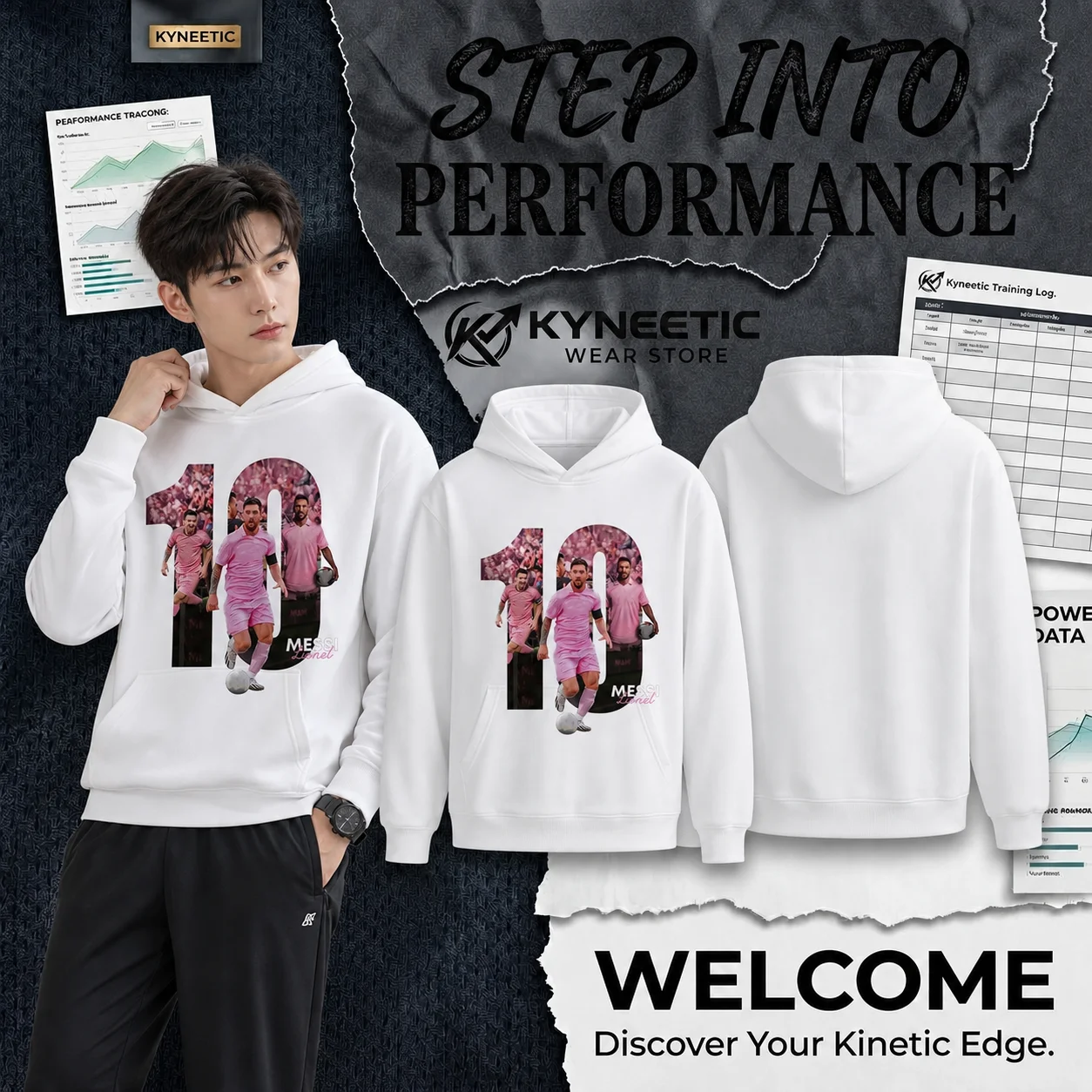 Streetwear Sport Parent-Child Hoodie Unisex Pullover Long Sleeve Sweatshirt Holiday Christmas Birthday Pink Soccer Legend 10 Top