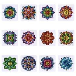 HUACAN 12pcs New Arrivals Diamond Painting Mandala Full Round Diamond Mosaic Flower Abstract Home Decoration Handmade Hobby