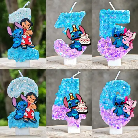 Lilo & Stitch Candle Number 0-9 Anime Digital Stitch Angel Children Themed Party Candles Baby Shower Party Gifts
