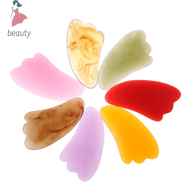 Alat pijat wajah, pijat SPA tahan lama Resin Gua Sha pengikis pijat wajah akupunktur Guasha papan pijat untuk Wajah 1 buah