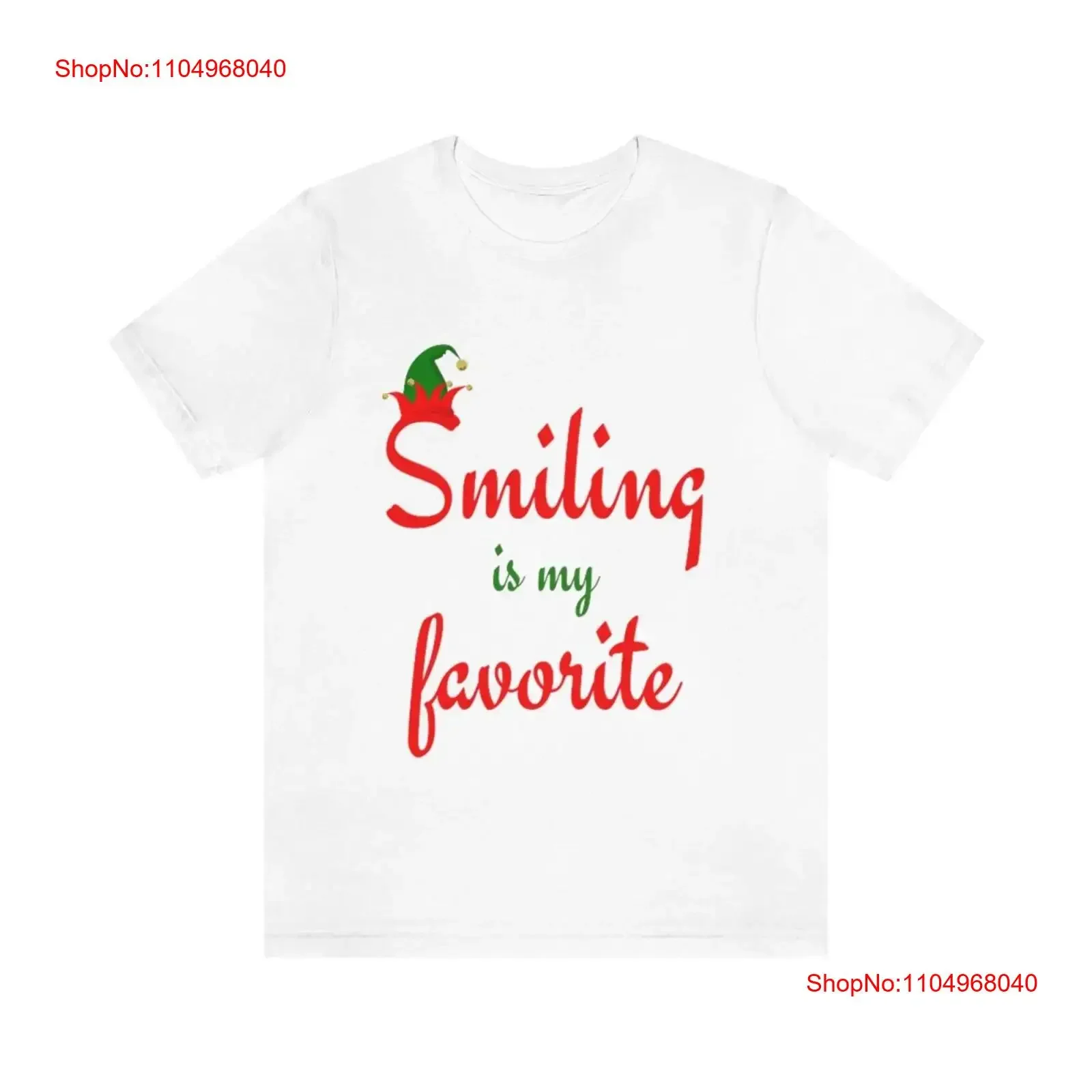 

Smiling is my Favorite Christmas T Shirt Xmas Funny Elf vintage Washed Comfortable Top For Everyday Wear Stretched
