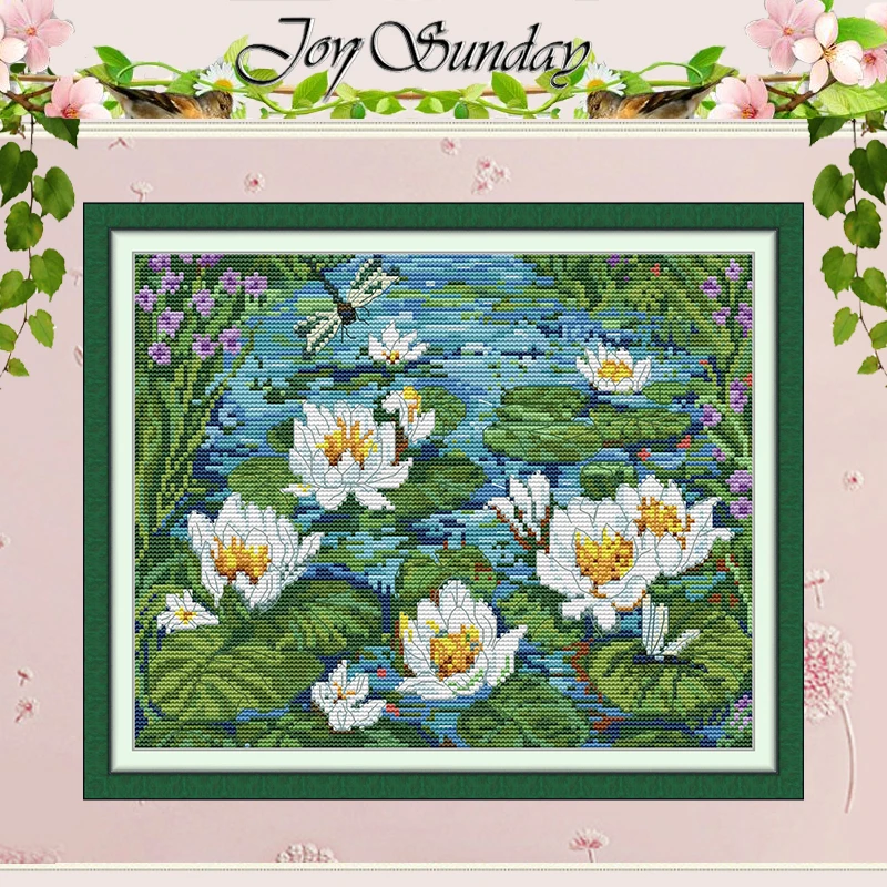 

The Lotus Flowers In The Pond Patterns Counted Cross Stitch Set 11CT 14CT 16CT Stamped Cross-stitch Kit Embroidery Needlework