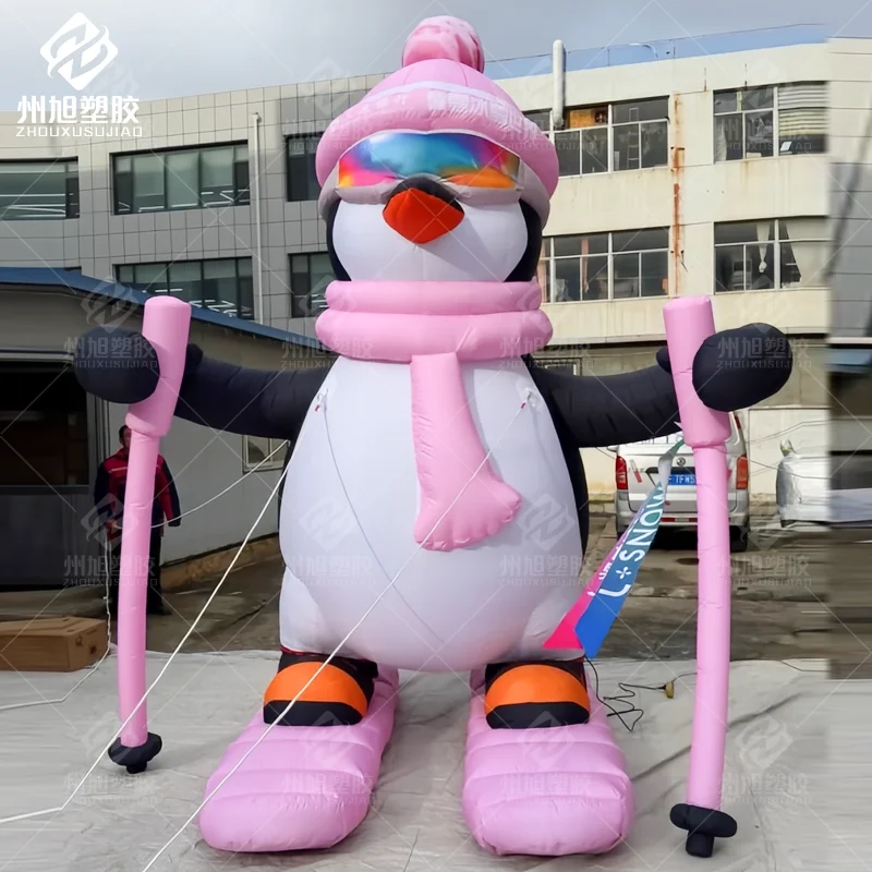 

Customized Large Inflatable Skiing Little Penguin Doll Model, Winter Outdoor Ski Resort Advertising Event Decoration