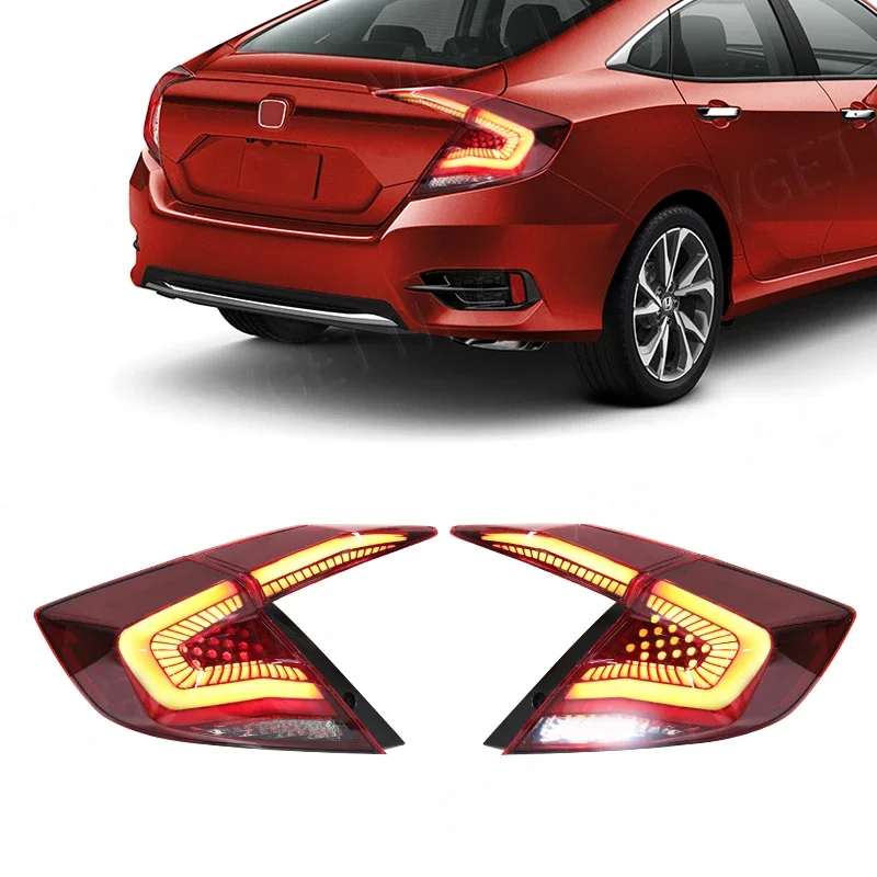 Auto Part Amber White Red Color Turn Signal Led Tail Lamp Brake Reverse Light For Honda Civic 10th 2016 2017 2018 2019 2020 2021