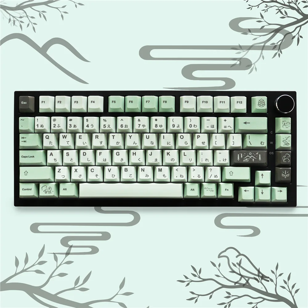 November Mist Keycap Green Cherry Original Full Set of PBT Hot Sublimation