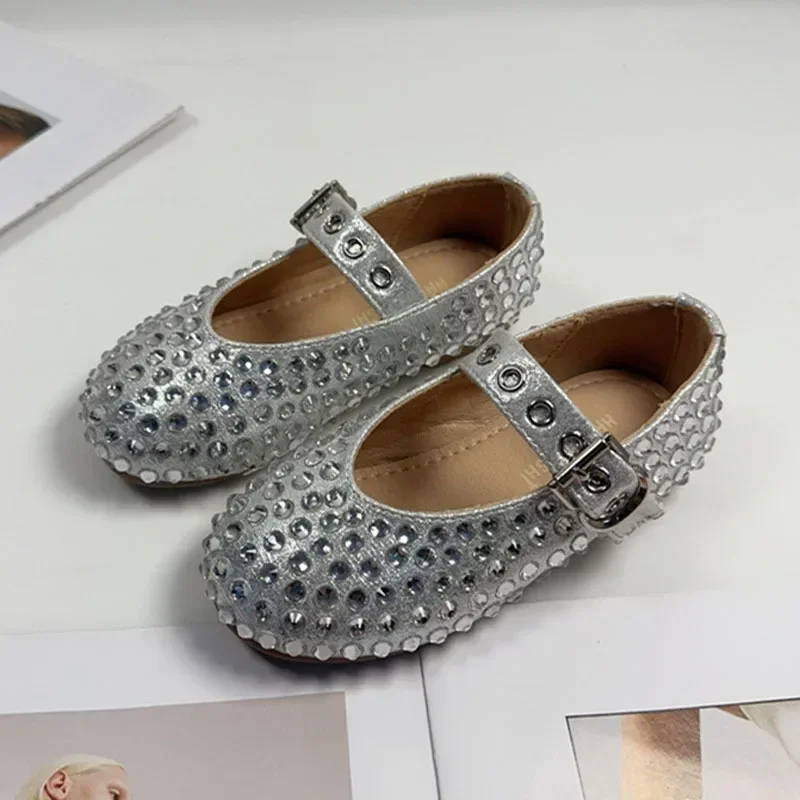 Girls Shoes Autumn Toddler Kids Fashion Mary Jane Dress Party Ballet Flats Children Brand Sandal Show Dance Rhinestone Soft Sole