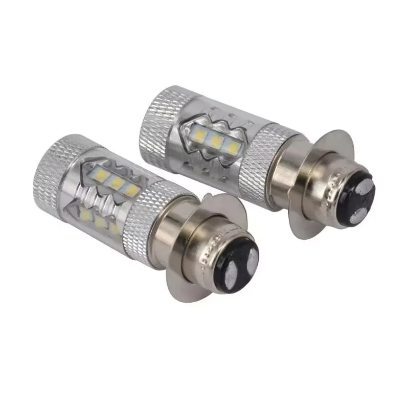 Super White LED Bulbs P15D H6M 2pcs For YFM350 400 450 660 700 Raptor Blaster 200 350 YFZ 450 TRX 400EX LTZ400 80W